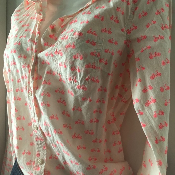 Merona Bicycle button-up (neon pink/orange bikes) - Picture 2 of 4
